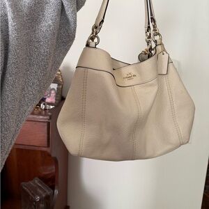 Coach Cream Shoulder Bag with Silver Hardware